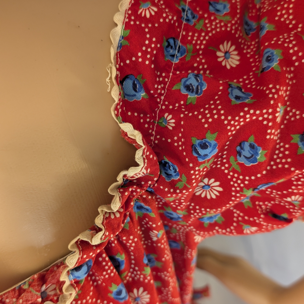 True Vintage 60s/70s Red Floral Handmade Dress – Collector’s Gem! - Picture 15 of 16